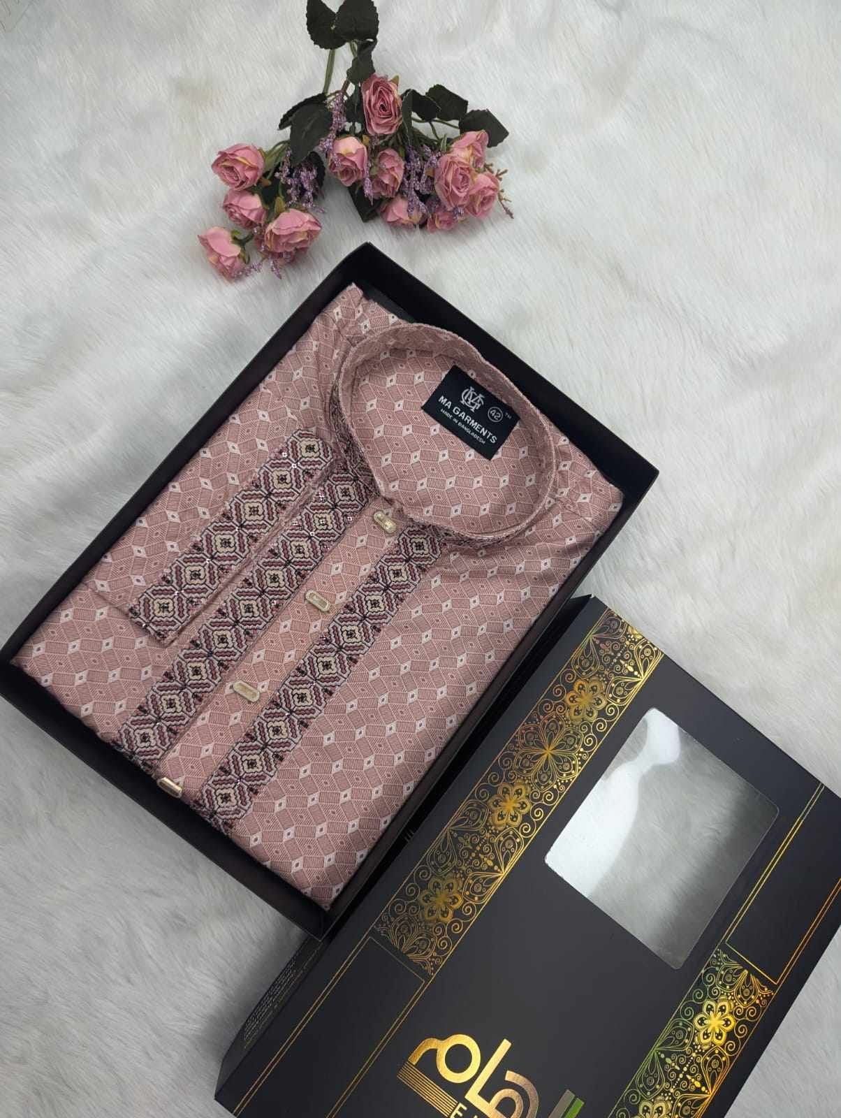 ডিজিটাল প্রিন্টেড সিকুয়েন্স এমব্রয়ডারি পাঞ্জাবি